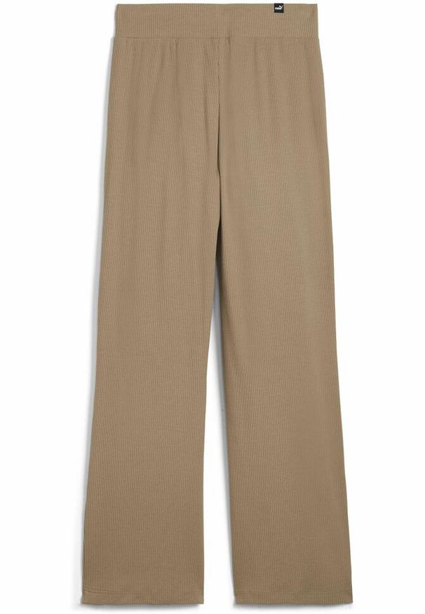 Puma - Damskie spodnie ESS ELEVATED z prostymi nogawkami PUMA Oak Branch Beige. Kolor: beżowy. Wzór: haft