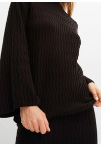 bonprix - Sweter w strukturalny wzór. Typ kołnierza: kołnierzyk stójkowy. Kolor: czarny