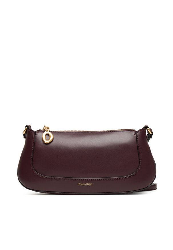 Calvin Klein Torebka Hardware Zip Crossbody LV04F1046G Bordowy. Kolor: czerwony. Materiał: skórzane