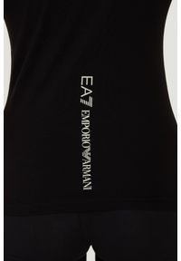 EA7 Emporio Armani - EA7 Czarny t-shirt ze srebrnym logo. Kolor: niebieski #7