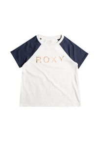 Roxy t-shirt bawełniany dziecięcy kolor biały. Kolor: biały. Materiał: bawełna. Długość rękawa: raglanowy rękaw #3