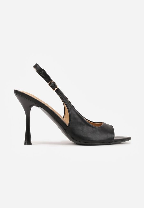 Renee - Czarne Sandały Slingback VICES na Szpilce z Odkrytym Noskiem Blooma. Okazja: na co dzień, na ślub cywilny, na wesele. Zapięcie: pasek. Kolor: czarny. Materiał: jeans. Obcas: na szpilce. Styl: casual