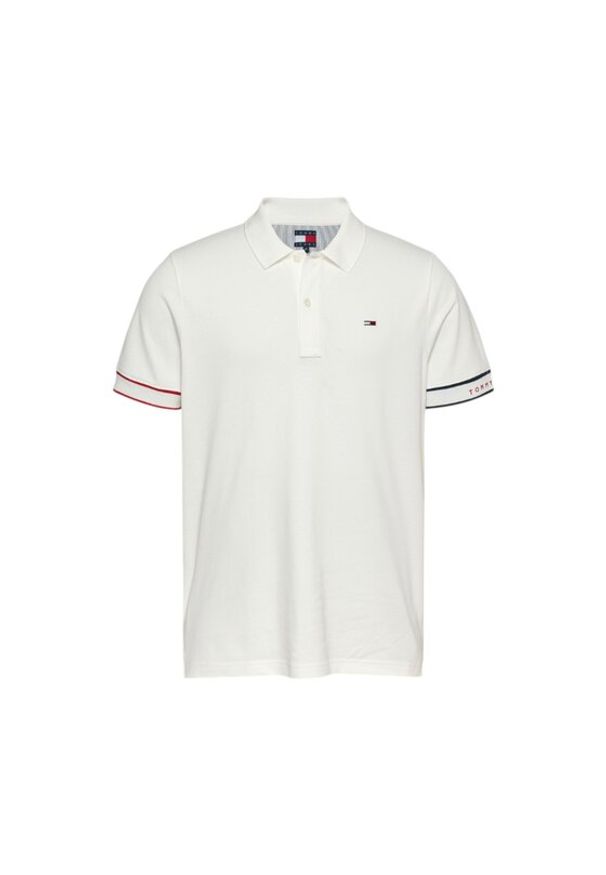 Tommy Jeans Polo Flag Cuff DM0DM21306 Écru Slim Fit. Typ kołnierza: polo. Materiał: bawełna