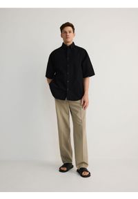 Reserved - Koszula oversize - czarny. Kolor: czarny. Materiał: bawełna
