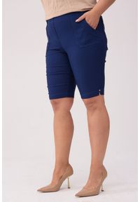Nasi partnerzy - Komfortowe granatowe spodnie bermudy PLUS SIZE XXL OVERSIZE. Kolekcja: plus size. Kolor: niebieski. Materiał: tkanina, poliester, elastan, wiskoza, włókno. Długość: krótkie #1
