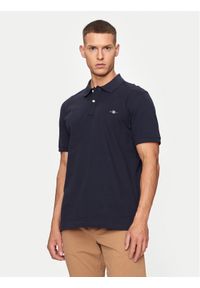 GANT - Gant Polo Shield 2220 Granatowy Slim Fit. Typ kołnierza: polo. Kolor: niebieski. Materiał: bawełna