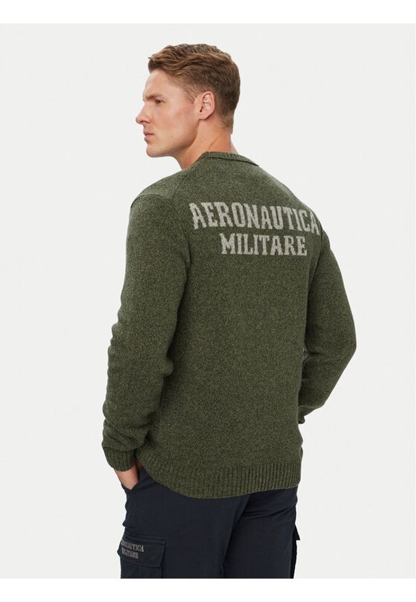 Aeronautica Militare Sweter 262MA1645UL00924 Khaki Regular Fit. Kolor: brązowy. Materiał: wełna