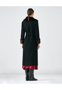 CASTELLANI - Czarny wełniany płaszcz z futerkiem. Kolor: czarny. Materiał: wełna, futro. Długość rękawa: długi rękaw. Długość: długie. Styl: klasyczny #6
