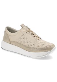 Beżowe Sneakersy Artiker Sportowe Obuwie Damskie. Okazja: na spacer. Kolor: beżowy. Materiał: materiał. Wzór: ażurowy. Sezon: lato. Sport: turystyka piesza