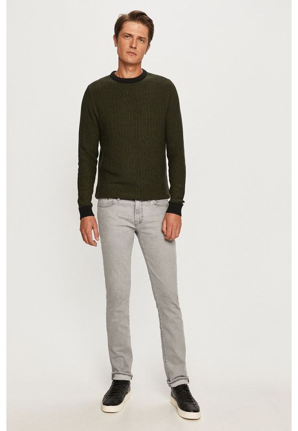 Selected - Sweter. Kolor: zielony. Materiał: materiał. Długość rękawa: długi rękaw. Długość: długie