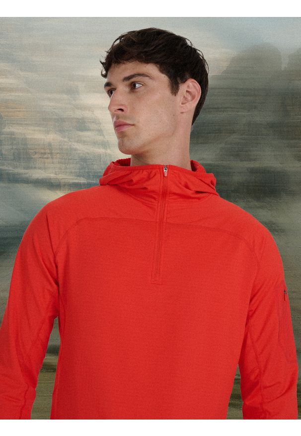 4f - 4F Bluza trekkingowa szybkoschnąca męska - pomarańczowa XL. Kolor: czerwony. Materiał: materiał. Technologia: Primaloft. Sport: wspinaczka, turystyka piesza