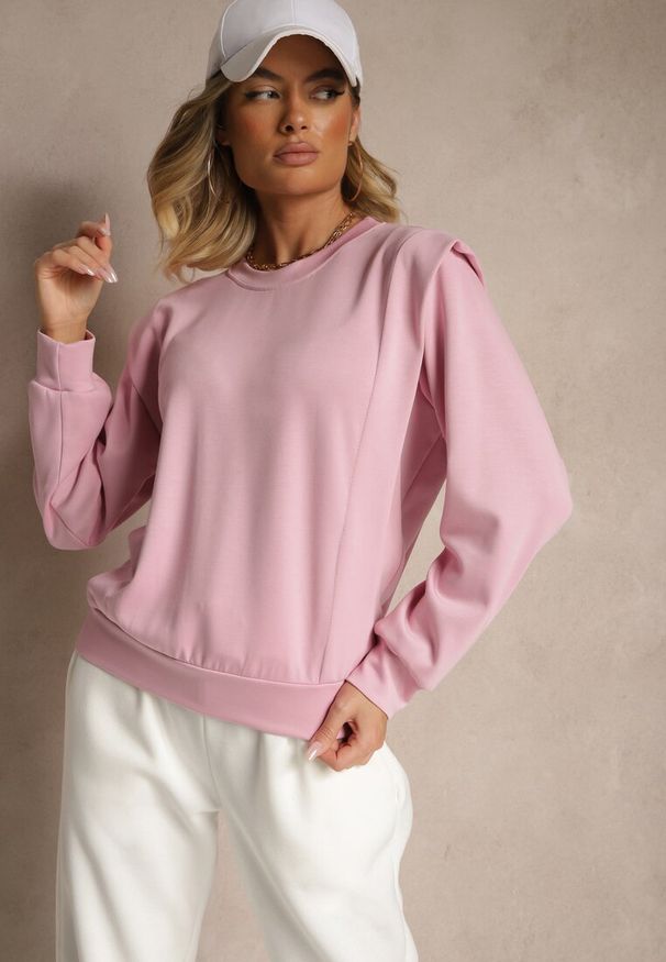 Renee - Różowa Bluza z Wiskozą z Szerokimi Ramionami Alioris. Okazja: na co dzień. Kolor: różowy. Materiał: wiskoza. Styl: casual, elegancki