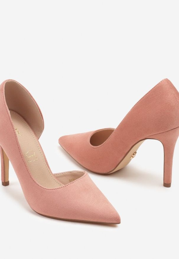 Born2be - Różowe Szpilki Vices ze Skórzaną Wkładką i Wycięciem z Boku Olialira. Okazja: na co dzień. Nosek buta: szpiczasty. Kolor: różowy. Materiał: skóra. Obcas: na szpilce. Styl: casual, elegancki, wizytowy. Wysokość obcasa: średni