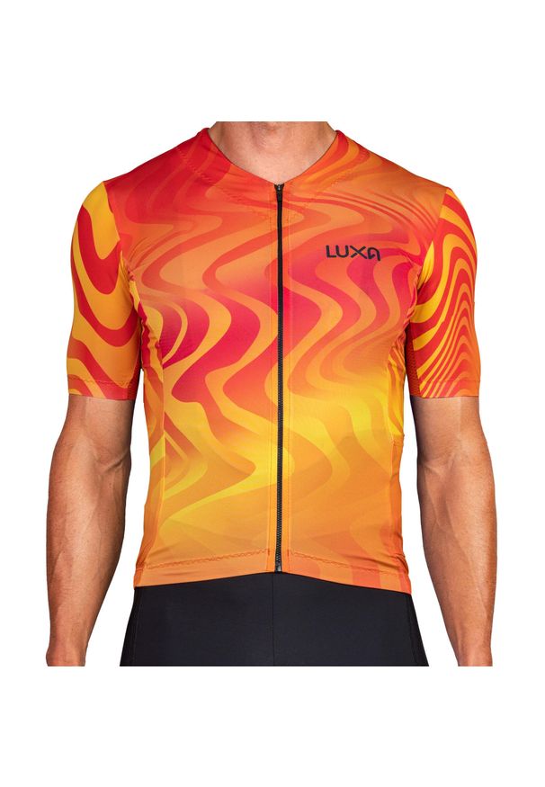 LUXA - Koszulka Kolarska Pulse. Kolor: żółty, czerwony, pomarańczowy, wielokolorowy. Sport: kolarstwo
