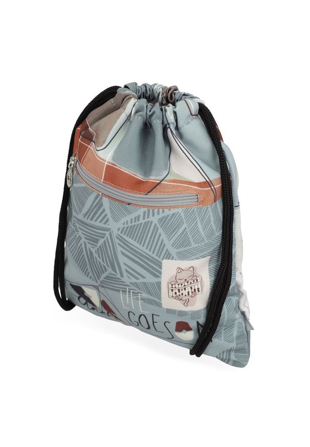 Worek damski Anekke, wykonany z lekkiego materiału tekstylnego z dekoracyjnym nadrukiem zamykany na ściągacz ze sznurkami, szary, 42484-003. Kolor: szary. Wzór: nadruk. Styl: elegancki, casual