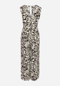 Born2be - Czarno-Biały Kombinezon na Szerokich Ramiączkach z Dekoltem w Serek i Długimi Nogawkami Xadia. Okazja: na co dzień, na randkę. Kolor: czarny. Długość rękawa: na ramiączkach. Długość: długie. Styl: casual, klasyczny #6