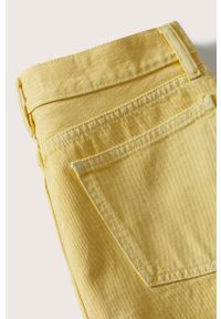 mango - Mango spódnica jeansowa Mom80 kolor żółty mini prosta. Okazja: na co dzień. Kolor: żółty. Materiał: jeans. Styl: casual #3
