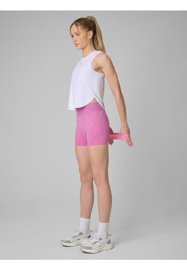 4f - 4F Top treningowy szybkoschnący damski - biały M. Kolor: biały. Sport: fitness