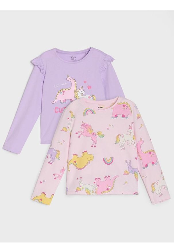 Sinsay - Koszulki z długimi rękawami 2 pack - wielobarwny. Długość rękawa: długi rękaw. Długość: długie