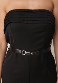 Born2be - Czarny Elegancki Kombinezon VICES Bez Rękawów z Falbankami i Paskiem Apethia. Okazja: na co dzień. Kolor: czarny. Materiał: materiał, tkanina. Długość rękawa: bez rękawów. Długość: długie. Wzór: gładki. Sezon: lato. Styl: elegancki #4