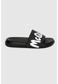 Alexander McQueen - ALEXANDER MCQUEEN Czarne klapki męskie z białym logo, Rozmiar 41. Kolor: czarny #1