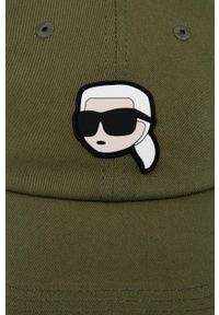 Karl Lagerfeld czapka z daszkiem kolor zielony z aplikacją. Kolor: zielony. Materiał: materiał. Wzór: aplikacja #2