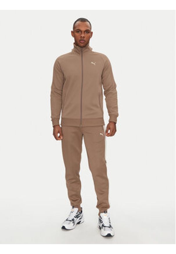 Puma Spodnie dresowe T7 Always On 629588 Brązowy Regular Fit. Kolor: brązowy. Materiał: bawełna