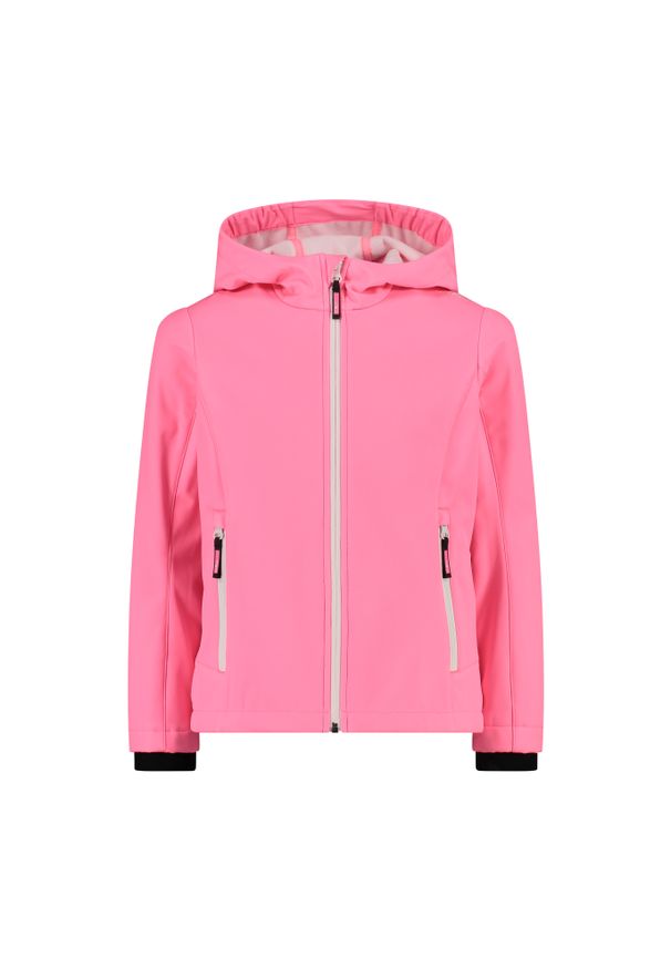 Kurtka impermeabilna z kapturem dla dziewczynki CMP. Typ kołnierza: kaptur. Kolor: wielokolorowy, biały, różowy. Sport: turystyka piesza