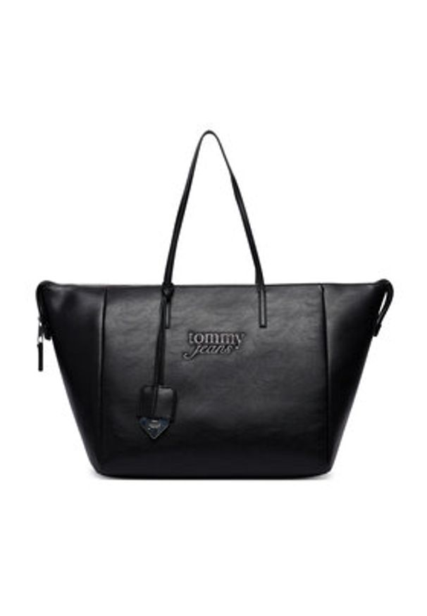 Tommy Jeans Torebka Tjw Bold Tote AW0AW18786 Czarny. Kolor: czarny. Materiał: skórzane