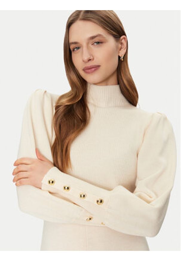 Luisa Spagnoli Sukienka dzianinowa Magalin 58414 Écru Regular Fit. Materiał: wełna