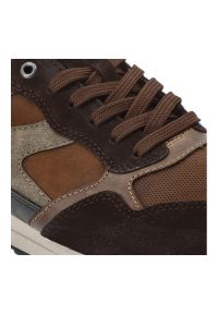 Brązowe Sneakersy Rieker Sportowe Obuwie Męskie. Okazja: na spacer, na co dzień. Kolor: brązowy. Materiał: skóra, jeans, materiał. Sport: turystyka piesza #4