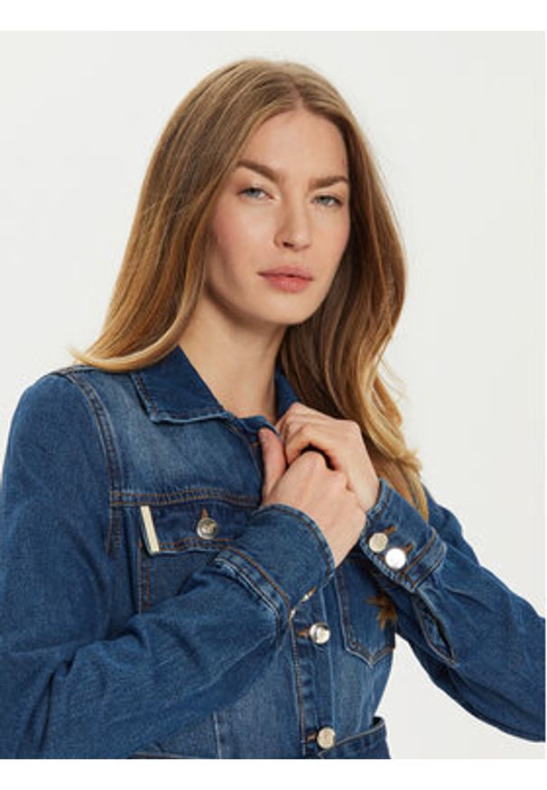 Babylon Sukienka jeansowa EBJ008 Niebieski Regular Fit. Kolor: niebieski. Materiał: bawełna