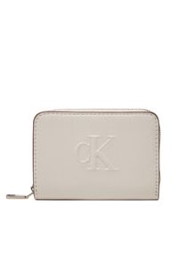 Calvin Klein Jeans Portfel damski Sculpted Med Zip Around Wallet LV04K1004G Écru. Materiał: skóra