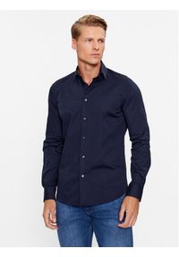 Sisley Koszula 5CNX5QL19 Granatowy Slim Fit. Kolor: niebieski. Materiał: bawełna