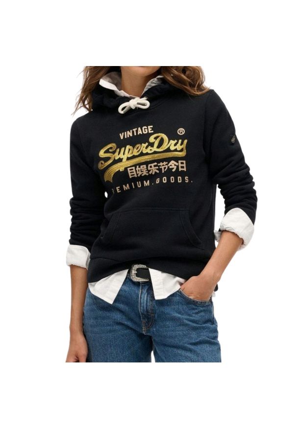 Bluza turystyczna damska Superdry Embellished. Kolor: czarny. Materiał: poliester, bawełna