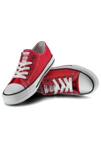 Big-Star - Czerwone Trampki Big Star Dziecięce Wygodne Buty. Kolor: czerwony. Materiał: guma, jeans, materiał. Szerokość cholewki: normalna. Wzór: aplikacja