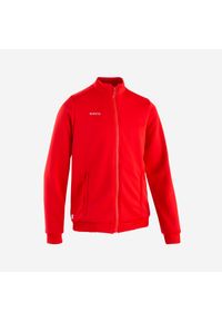 KIPSTA - Bluza piłkarska Kipsta Essential treningowa. Typ kołnierza: komin. Kolor: czerwony. Materiał: tkanina, elastan, prążkowany, materiał, poliester. Sport: fitness, piłka nożna