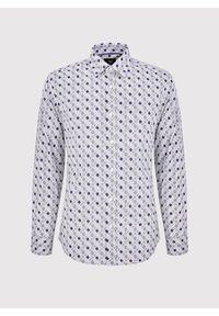 Pako Lorente - PAKO LORENTE – Męska koszula w kolorze białym w granatowy wzór. Typ kołnierza: kołnierzyk klasyczny. Kolor: biały, niebieski, wielokolorowy. Materiał: elastan, bawełna. Długość rękawa: długi rękaw. Długość: długie. Styl: klasyczny #10