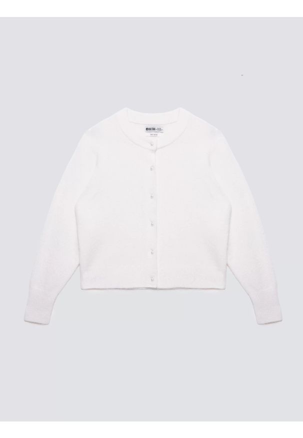 Big-Star - Kardigan damski z dodatkiem wełny biały Lena 100. Kolor: biały. Materiał: wełna