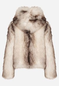 Born2be - Jasnobeżowa Futrzana Kurtka z Nieodpinanym Kapturem Tusarea. Kolor: beżowy. Materiał: futro. Styl: elegancki #7
