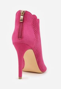 Born2be - Fuksjowe Ażurowe Sandały Vices na Obcasie Selithra. Okazja: na co dzień. Kolor: różowy. Wzór: ażurowy. Sezon: lato. Obcas: na obcasie. Styl: casual, elegancki. Wysokość obcasa: średni #4