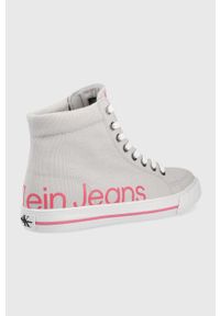 Calvin Klein Jeans trampki YW0YW00484.CLA damskie kolor szary. Nosek buta: okrągły. Zapięcie: sznurówki. Kolor: szary. Materiał: materiał, guma #3