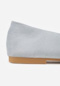 Renee - Niebieskie Balerinki z Imitacji Zamszu w Stylu Basic Saraphiele. Okazja: na randkę. Kolor: niebieski. Materiał: zamsz #9