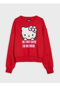 Sinsay - Bluza crewneck z nadrukiem Hello Kitty - czerwony. Kolor: czerwony. Wzór: motyw z bajki, nadruk #1