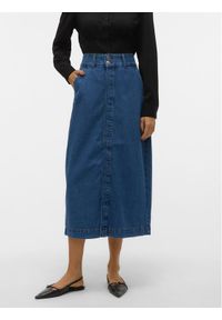 Vero Moda Spódnica jeansowa 10302007 Niebieski Regular Fit. Kolor: niebieski. Materiał: bawełna