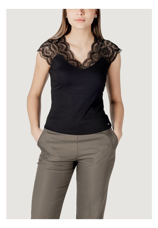 Morgan De Toi Podkoszulek 251-DELI Czarny Casual Fit. Okazja: na co dzień. Kolor: czarny. Styl: casual