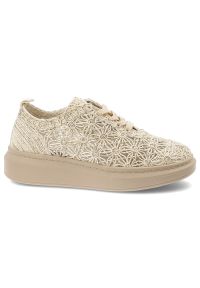 Półbuty damskie Artiker, cholewka ze skóry naturalnej ażurowa struktura kwiatowy wzór sznurowany fason, beżowe, 58C0529. Zapięcie: sznurówki. Kolor: beżowy. Materiał: skóra. Szerokość cholewki: normalna. Wzór: kwiaty, ażurowy #5