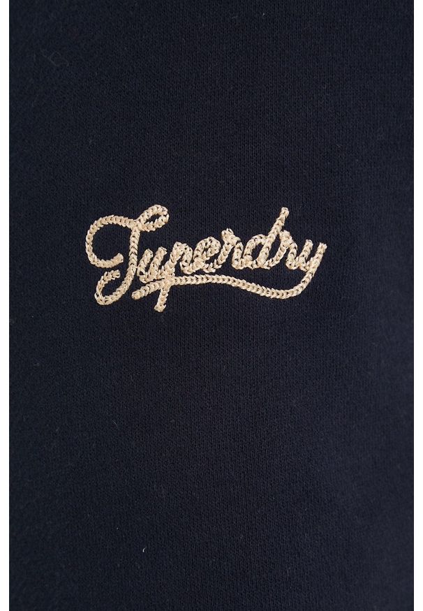 Superdry bluza męska kolor granatowy z kapturem z aplikacją. Okazja: na co dzień. Typ kołnierza: kaptur. Kolor: niebieski. Materiał: dzianina. Wzór: aplikacja. Styl: casual