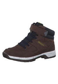 Buty do chodzenia dla dzieci Kappa Lithium K. Wysokość cholewki: za kostkę. Zapięcie: rzepy. Kolor: niebieski, wielokolorowy, brązowy. Materiał: syntetyk, tkanina, materiał. Szerokość cholewki: normalna. Sport: turystyka piesza