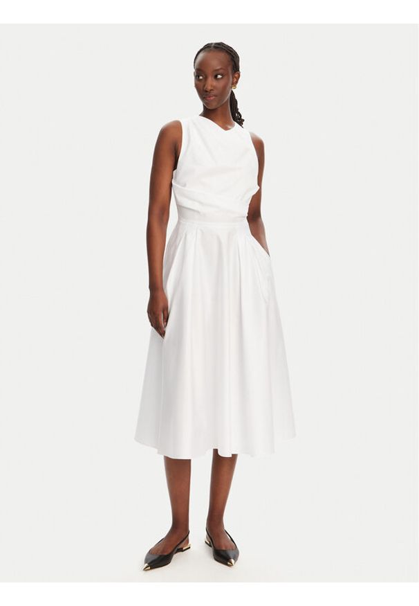 Elisabetta Franchi Sukienka koktajlowa ABT5252E2 100 Biały Regular Fit. Kolor: biały. Materiał: bawełna. Styl: wizytowy